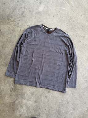 Method Men's Y2K Long Sleeve Striped Textured V-Neck T-Shirt